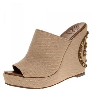 Tory Burch Beige Mule Wedges